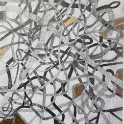 entwined space, 6 x8.25', pencil, gold guilding paint, golf leaf, whit