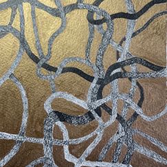 entwined spaces, 6 x8.25', pencil, gold guilding paint, golf leaf, whi